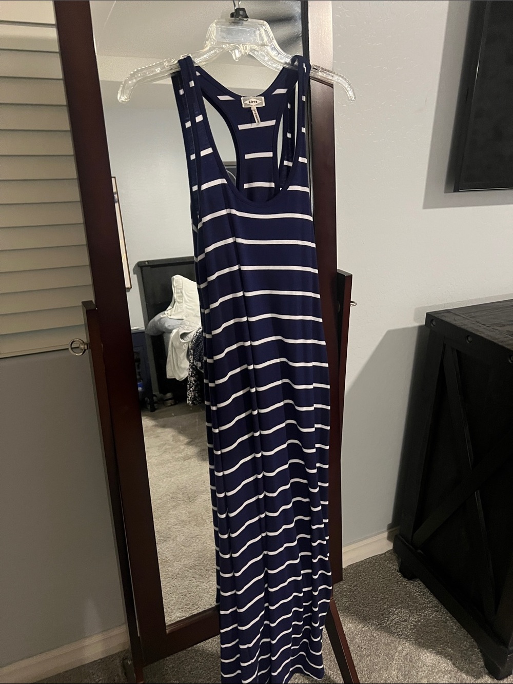Kirra Navy and White Striped Maxi Dress